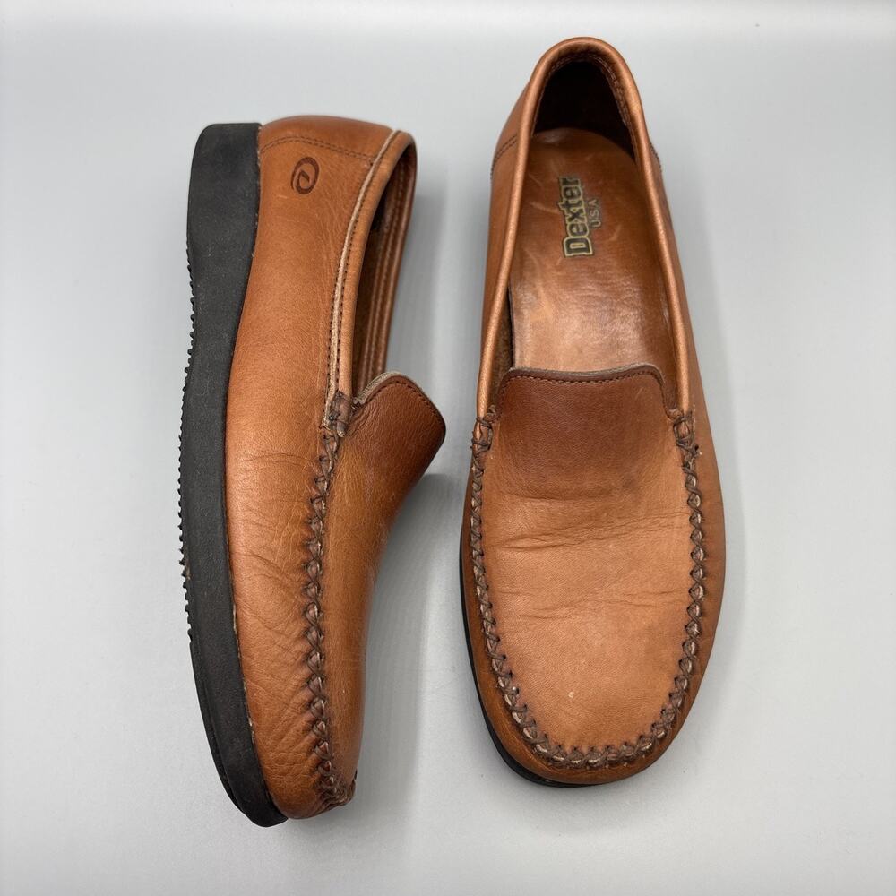 Vintage Dexter USA Shoes Womens Size 8 Brown Leather Moccasins Loafers Country